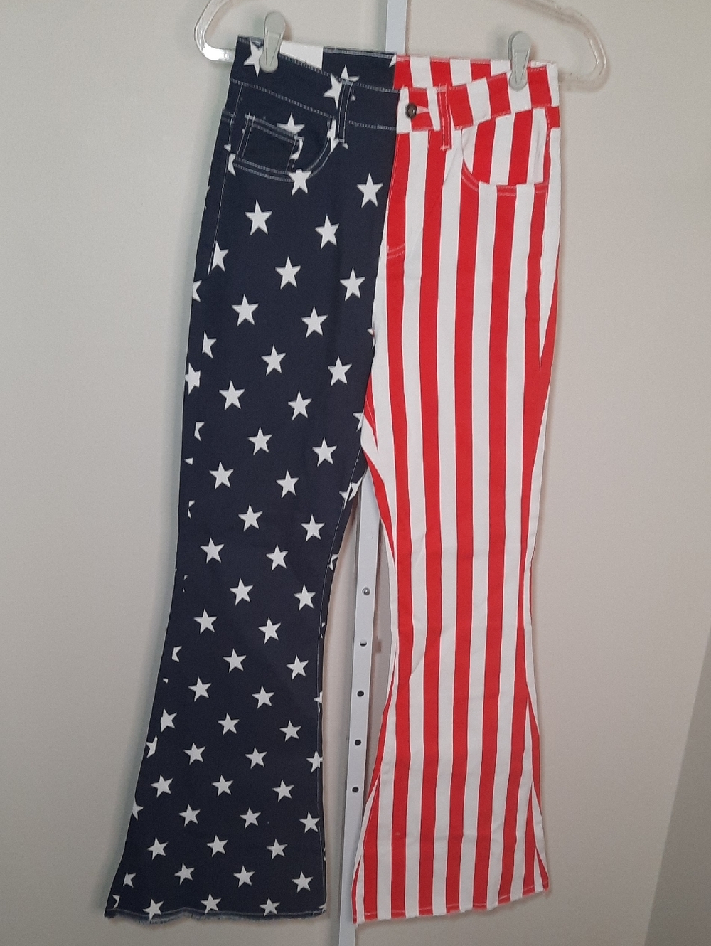 Patriotic Stars & Stripes Flare Leg Jeans - Red, White & Blue